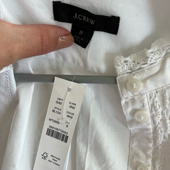 NWT! J. Crew Lace-front button-down poplin shirt - White - Picture 4 of 10